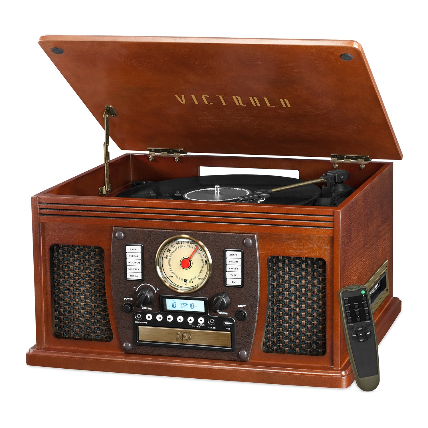 The Navigator: Wooden 8 in 1 Turntable With Bluetooth® Music