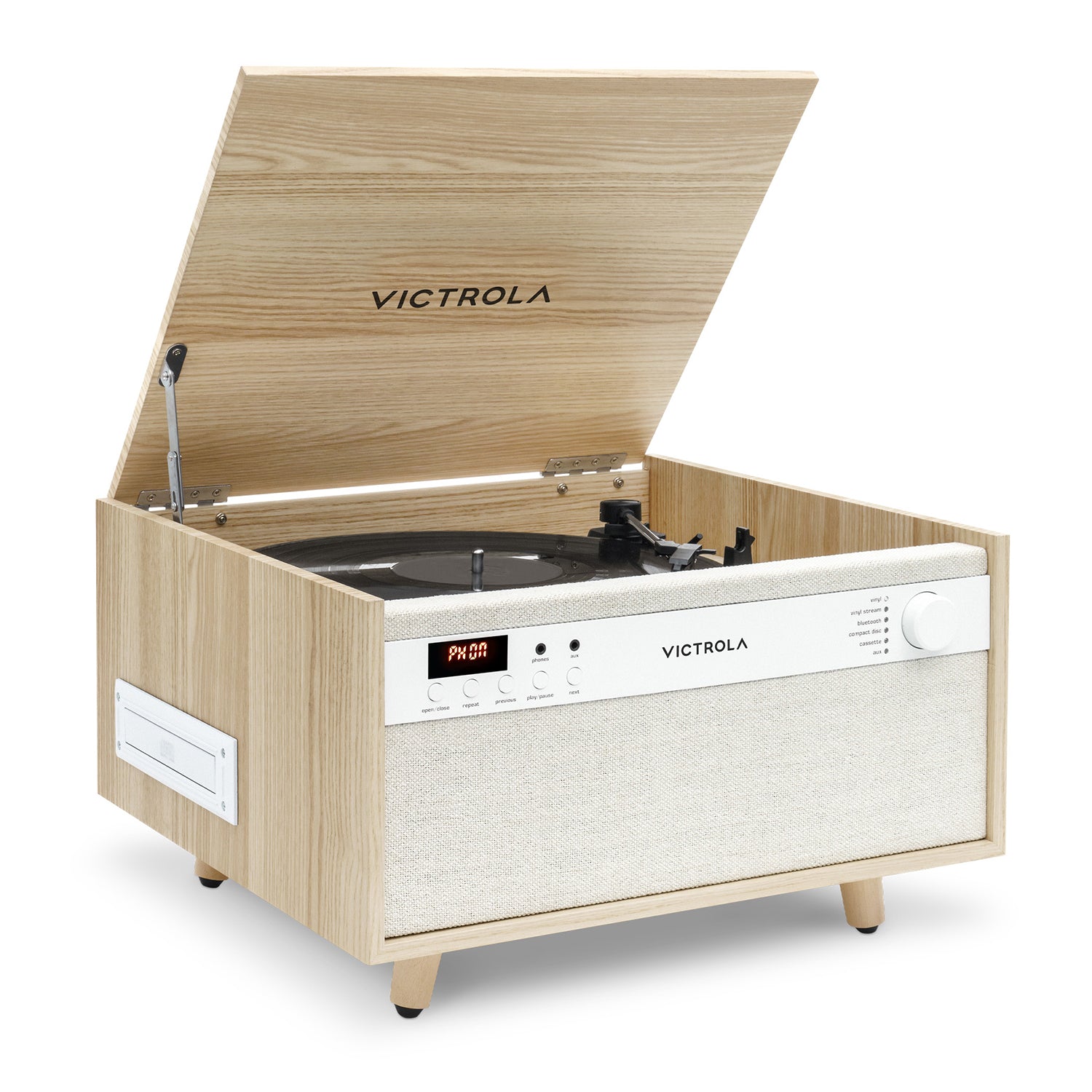 Century 6-in-1 Wood Record Player, lightest wood